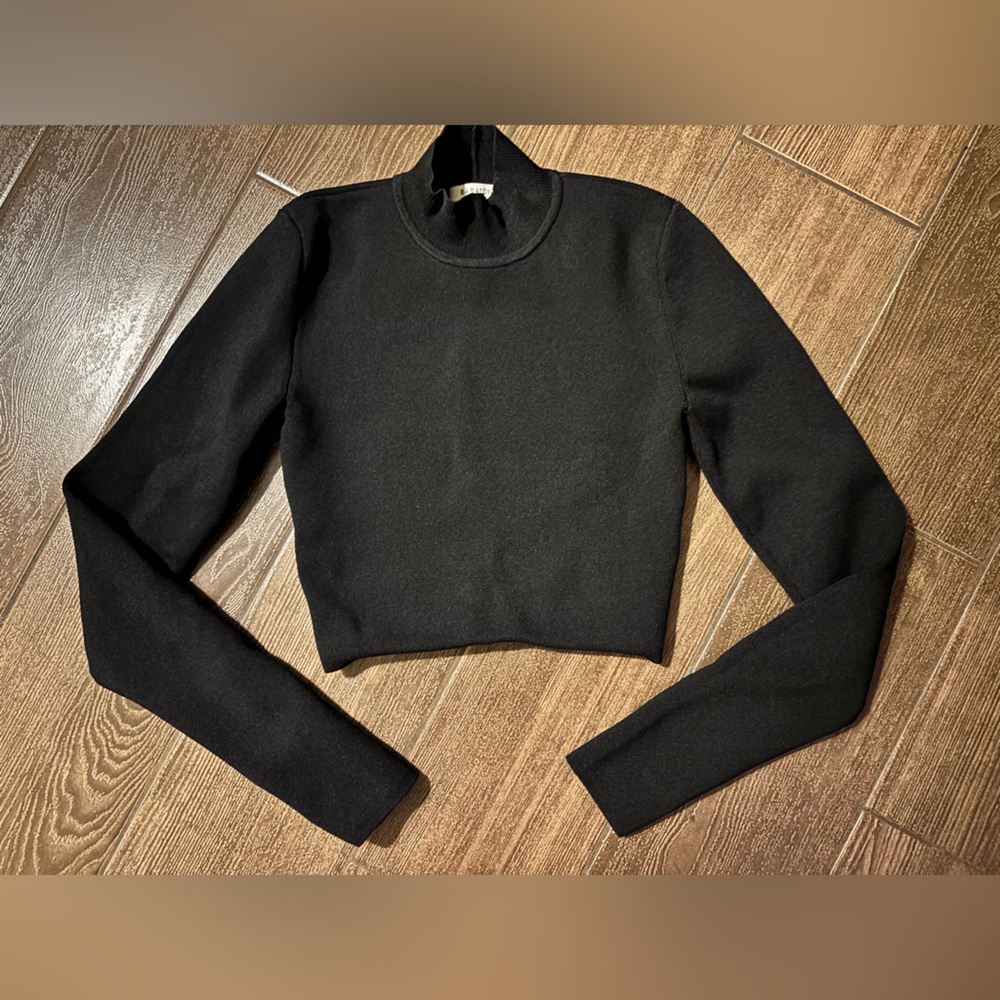Babaton Sculpt Knit Mockneck Cropped Sweater